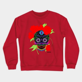 sugar skull in frida kahlo style ecopop pattern mandala Crewneck Sweatshirt